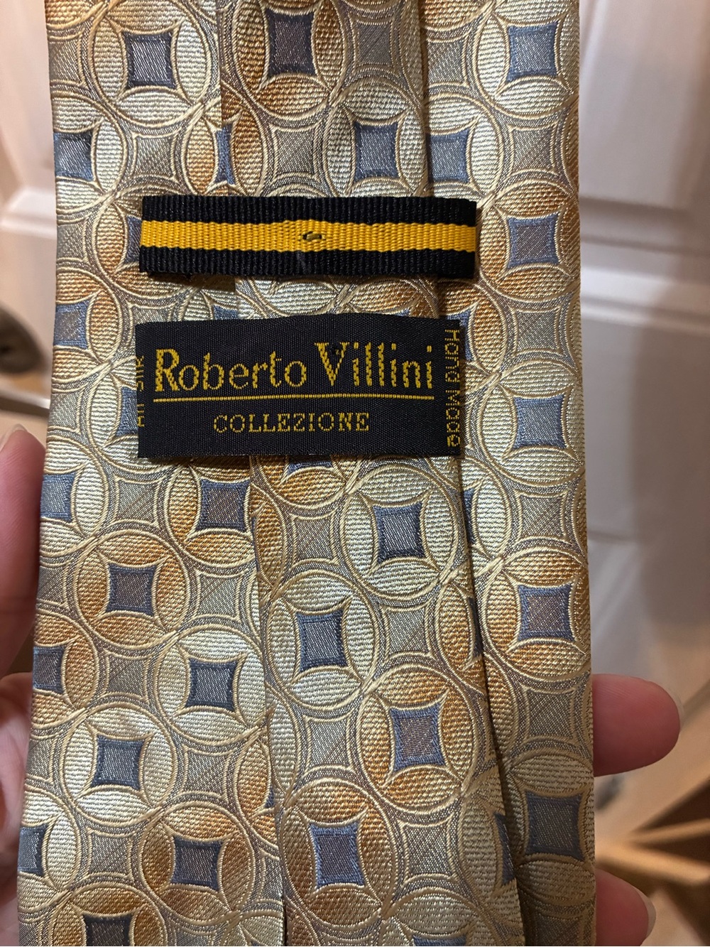 Roberto Villini Gold Geometric Men's Tie